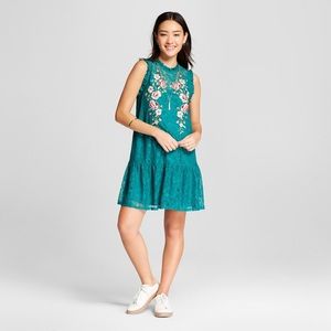 Lace Embroidered Green Dress